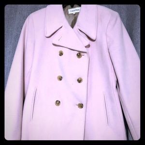 Soft pink women’s pea coat